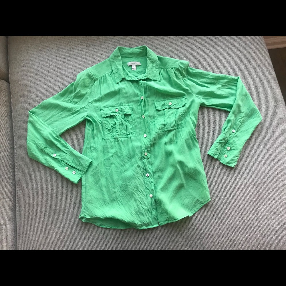Green silk shirt